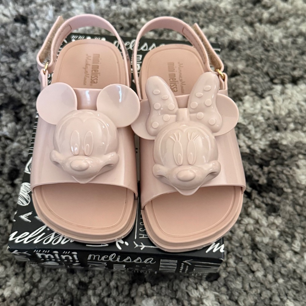Mini Melissa Disney Mickey Minnie Beach Slide Sandal Sand Pink 32284 Kids Size 9